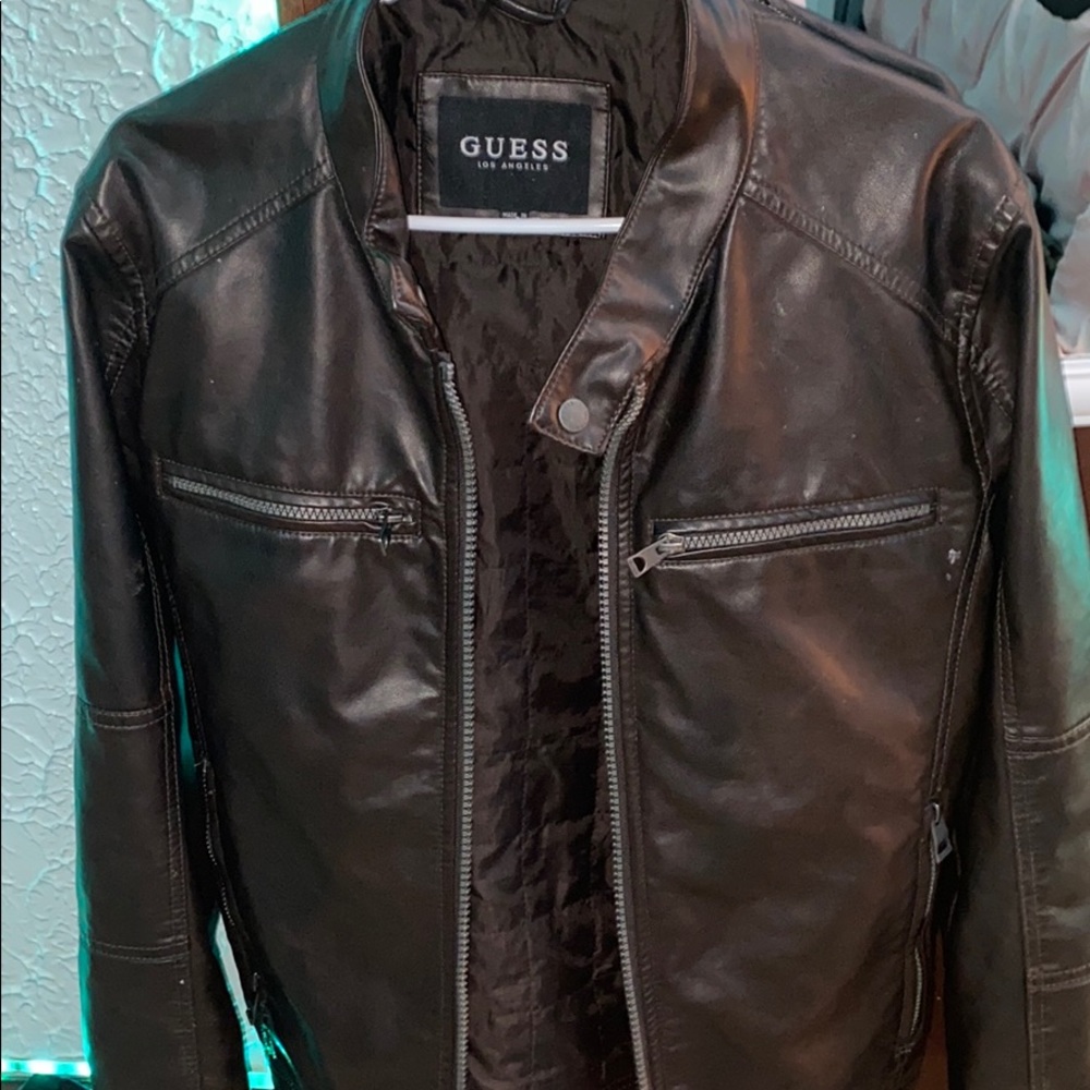 Guess brown leather jacket
